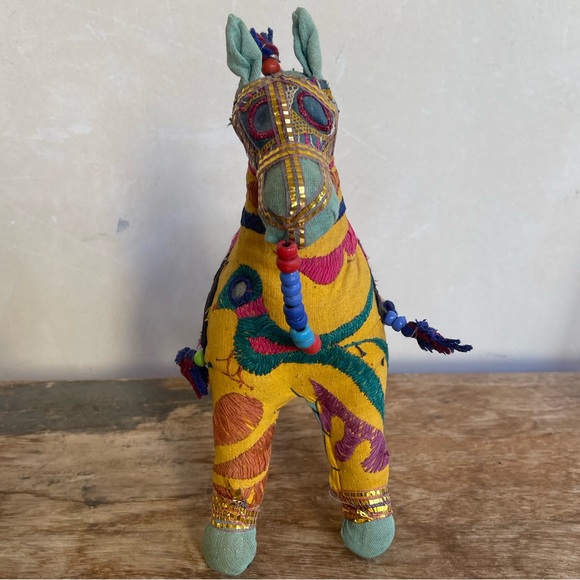 HANDMADE INDIAN HORSE DECOR 1970s Exceptional Detail Embroidered Beaded Mirrors - Picture 5 of 11